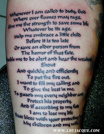 Fireman S Prayer By Lou Jacque Tattoonow