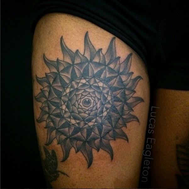 Lucas Eagleton : Tattoos : Dark Skin : Sun Moon Stars Mandala