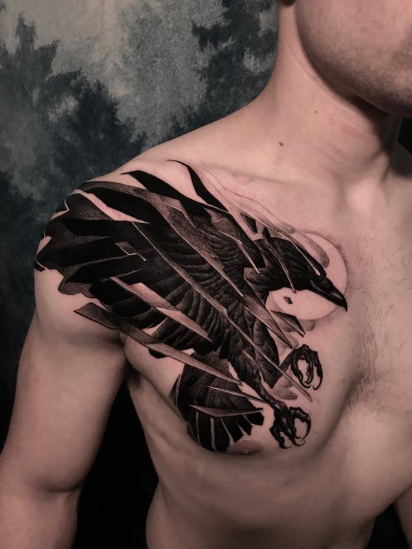 The Black Bison : Tattoos : Nature : Blackwork crow