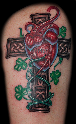 Custom Heart And Celtic Cross Tattoo By Marvin Silva Tattoos