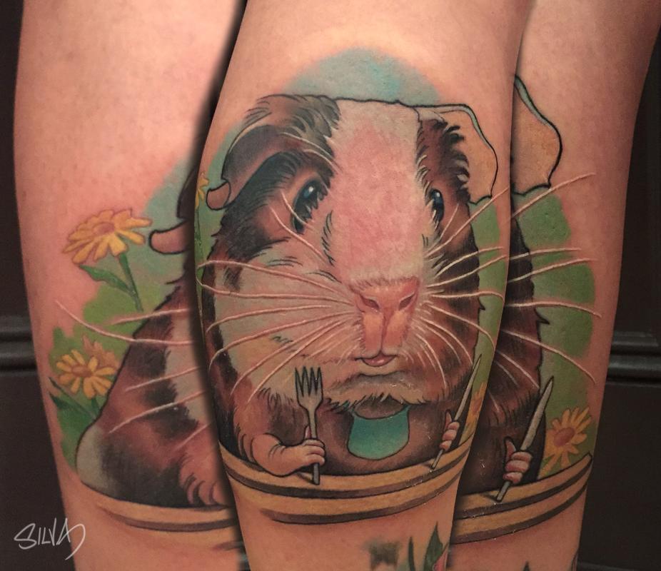 Custom Guinea Pig Tattoo by Marvin Silva Tattoos