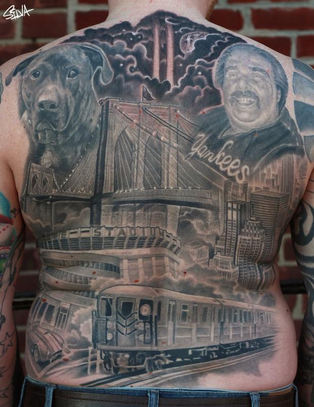 New York Back Tattoo by Marvin Silva Tattoos