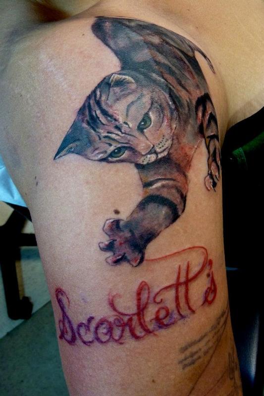 Cat scratching name by Mully Tattoos