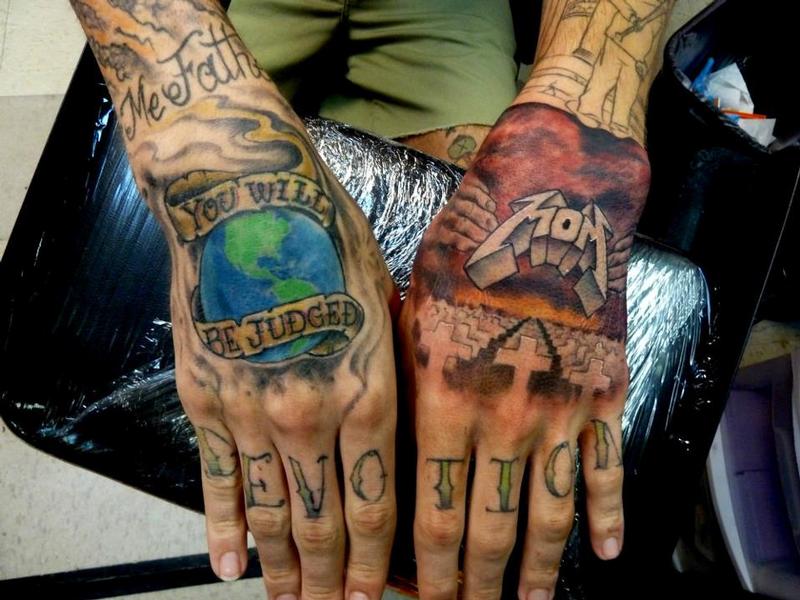 Metallica tattoo hands by Mully Tattoos