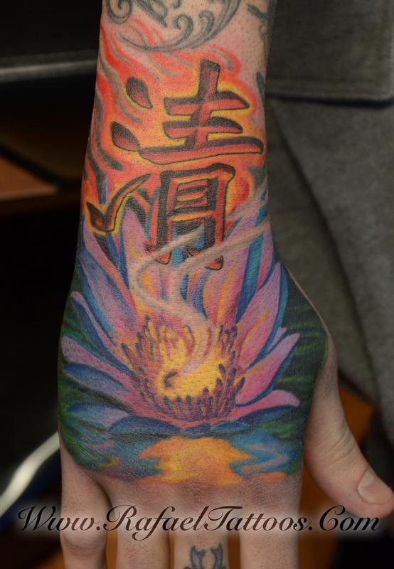 Rafael Marte Tattoos : Tattoos : New : Lotus Flower Tattoo on Hand