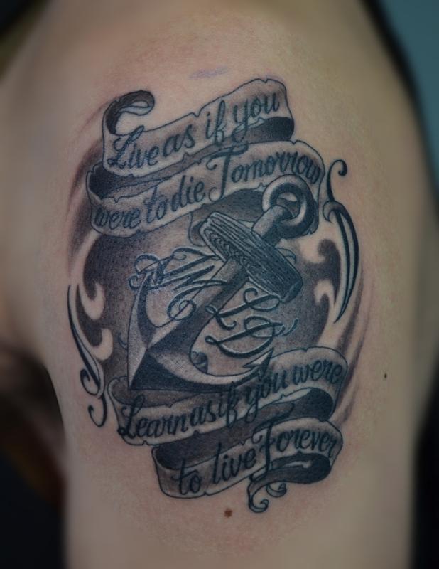 Matching anchor tattoos for the crew