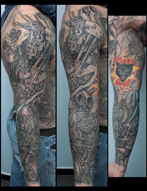 Steve Morris : Tattoos : Custom : motor sleeve