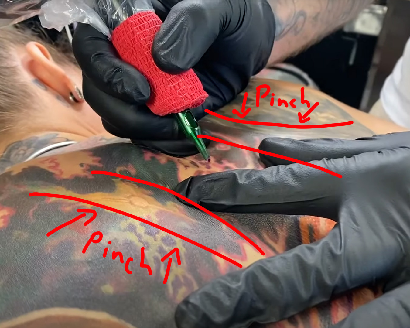 pinching example for back piece