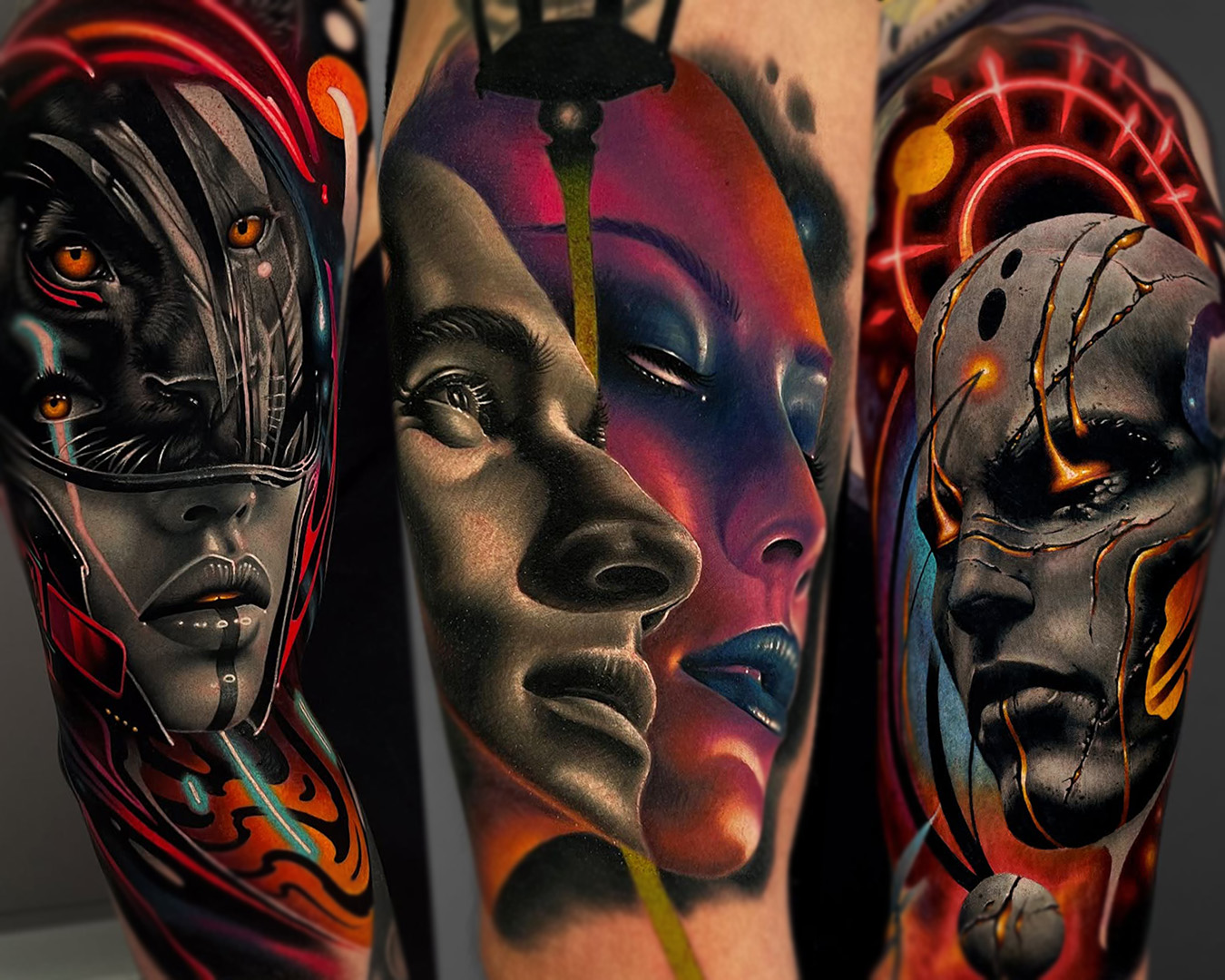 zack singer tattoos of abstract faces