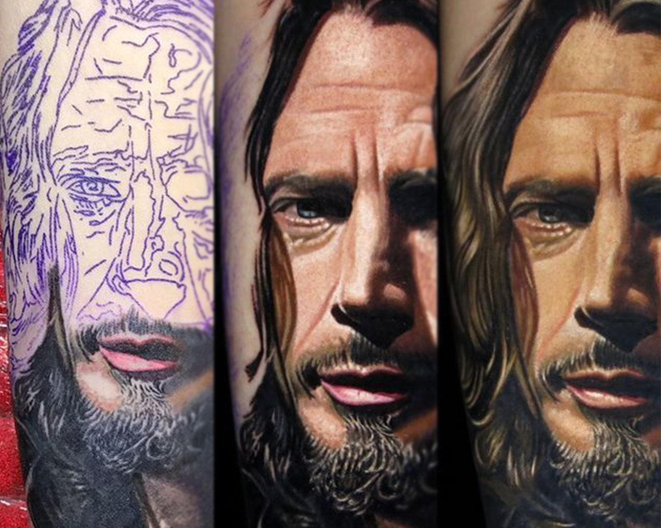Chris Cornell Stencil Stage Color Realism Portrait Tattoo, By Nikko Hurtado