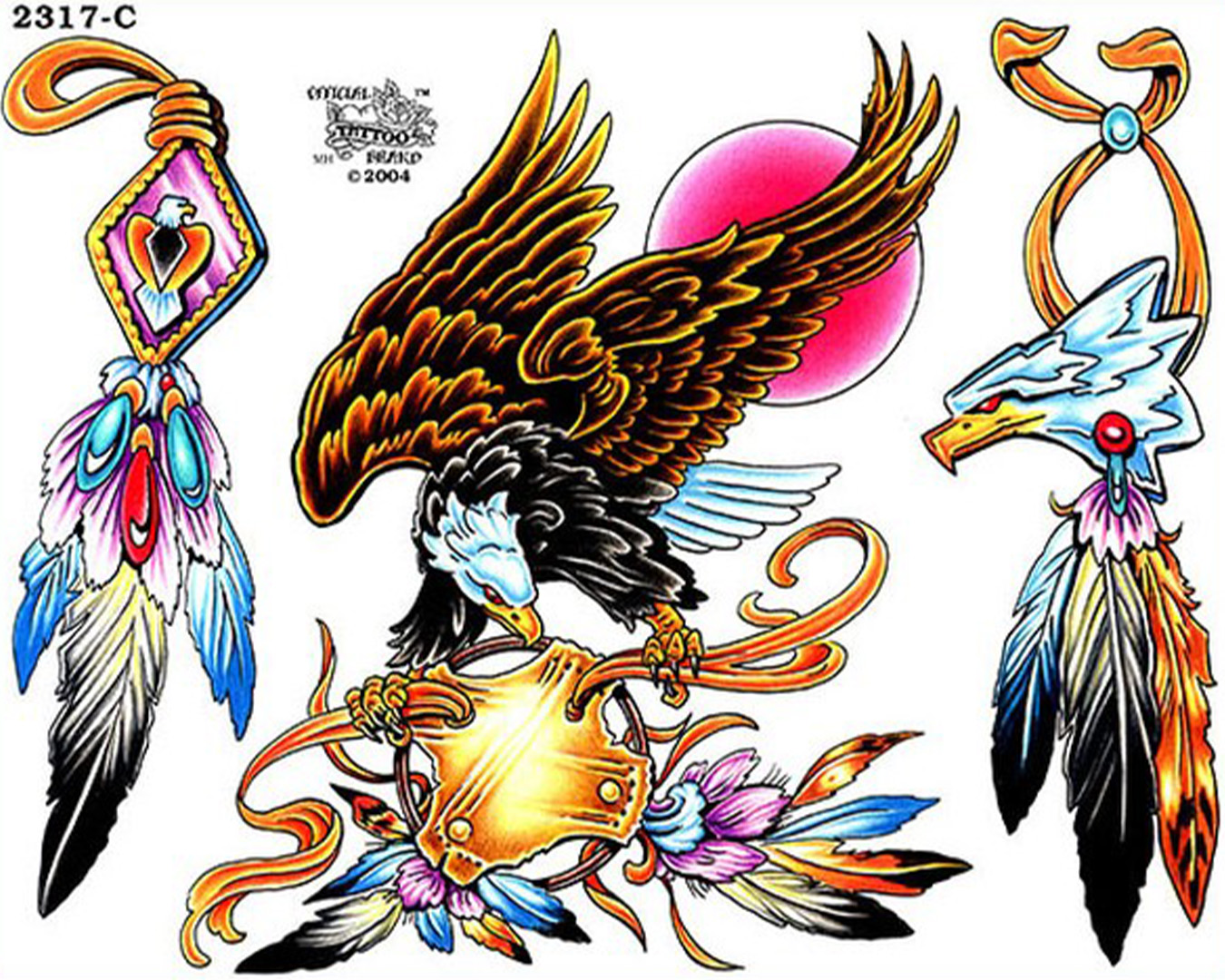Eagle and Native american Iconography Tattoo Flash By JD Crowe