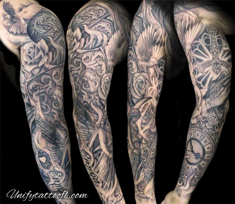 Black & Gray Sleeve by Pepper Tattoos