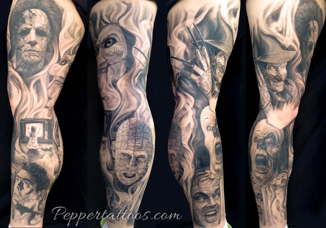 Unify Tattoo Company : Tattoos : Movie Horror : Horror Movie Leg Sleeve