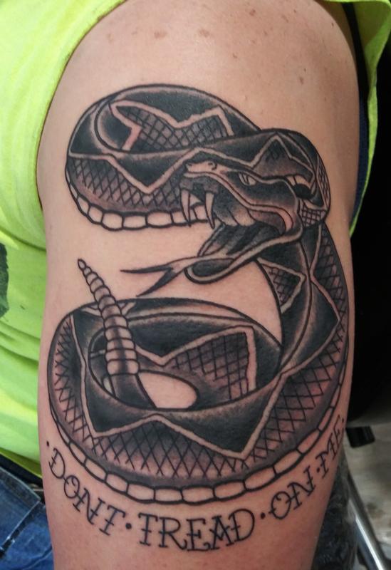 Gadsden Snake by Drew Potts Tattoos