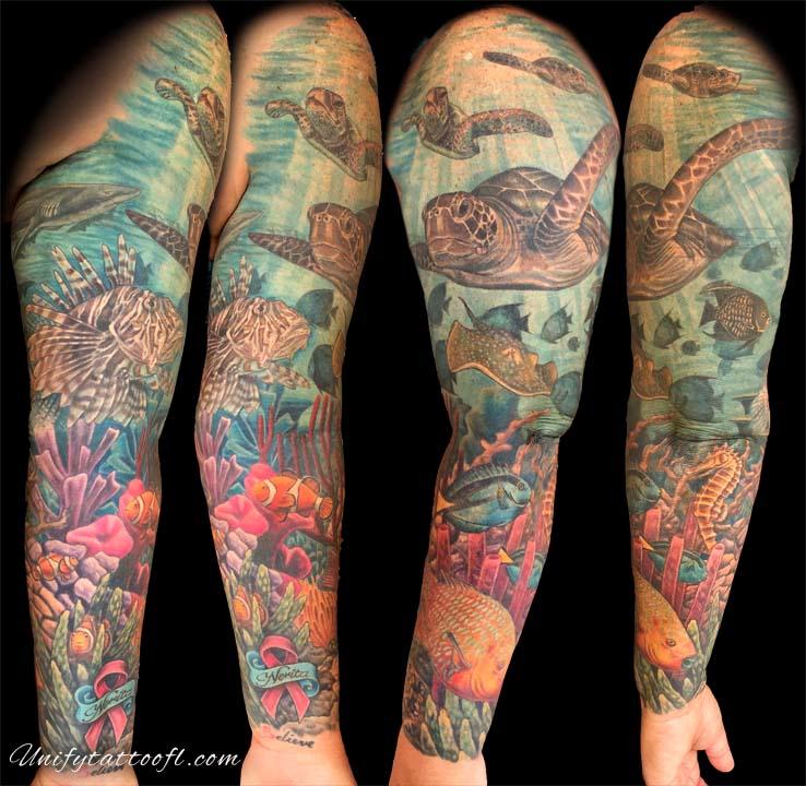 Unify Tattoo Company : Tattoos : Pepper : Underwater Sleeve