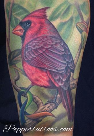 red bird tattoo
