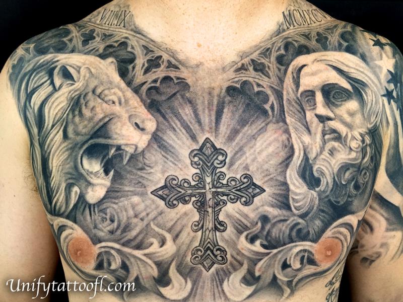 tattoos for men on chest religious
