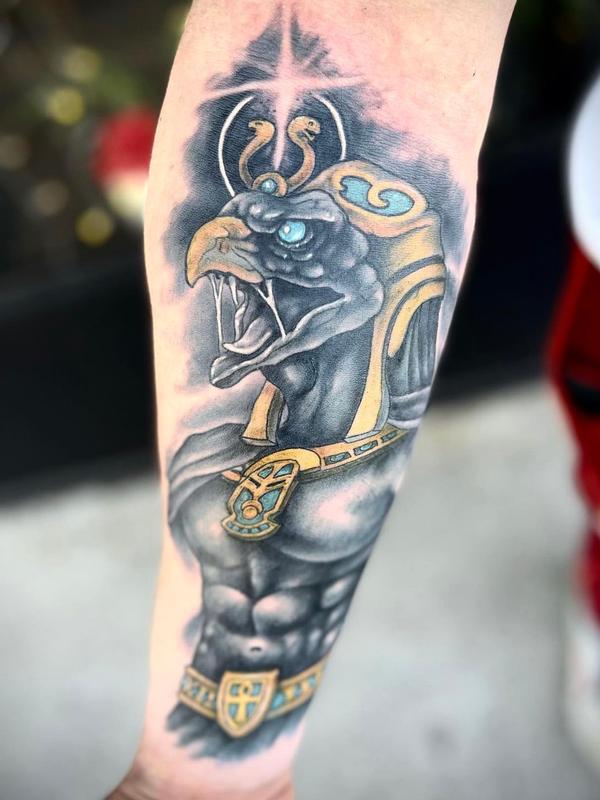 Made this horus tattoo for Adham Working on an Egyptian themed sleeve  egyptian god tattoo tattooer Artist pa delco media  Instagram