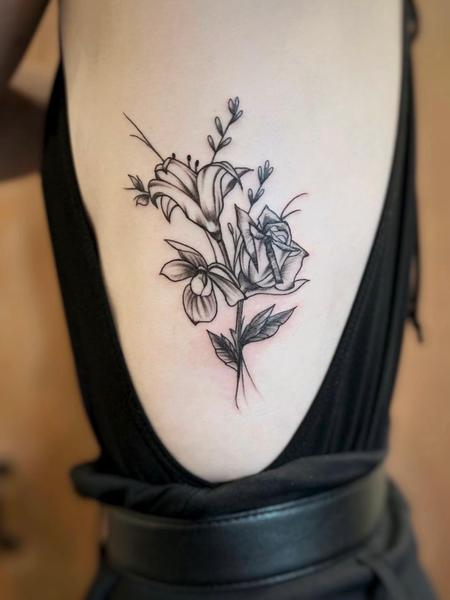 lily lilies flower women female color arm halfsleeve tattoo by Jon von ...