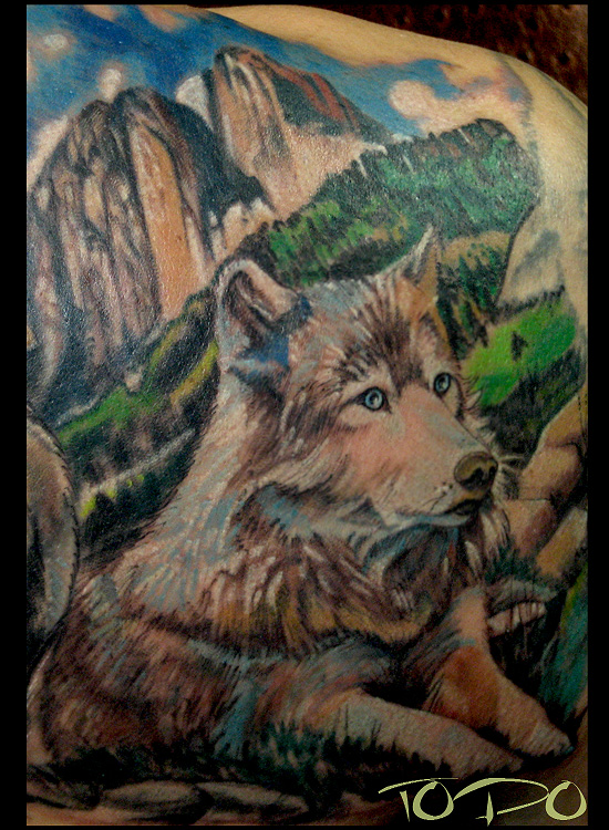 Wolf mountain dream catur  Mountain tattoo Animal tattoo Tattoos