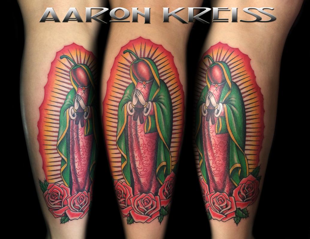 virgin mary tattoos in color