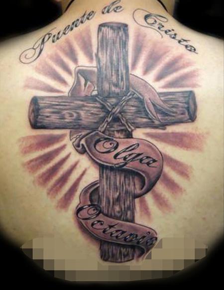 realistic wooden cross tattoos
