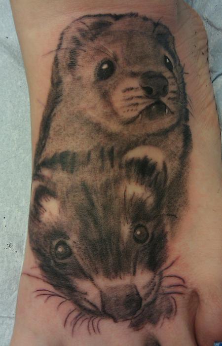 Tattoo uploaded by Tattoodo • Ferret tattoo by astroblu tattoo  #astroblutattoo #ferrettattoo #ferret #flowers #animal #nature #cute  #illustrative • Tattoodo