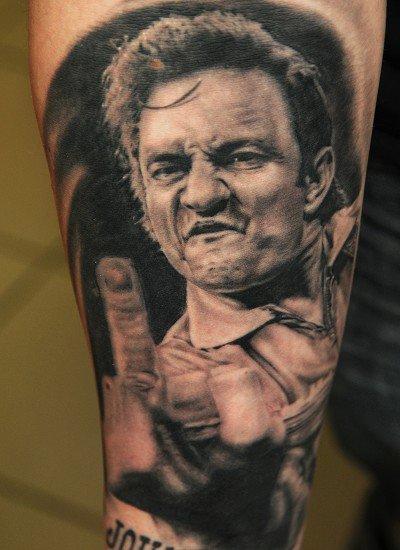 Tattoo: Johnny Cash portrait by catbones on DeviantArt