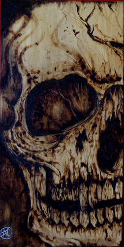 Skull Wood Burn by Angel Caban : TattooNOW