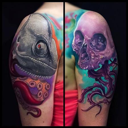tattoos/ - Skull and Chameleon tattoo - 112163