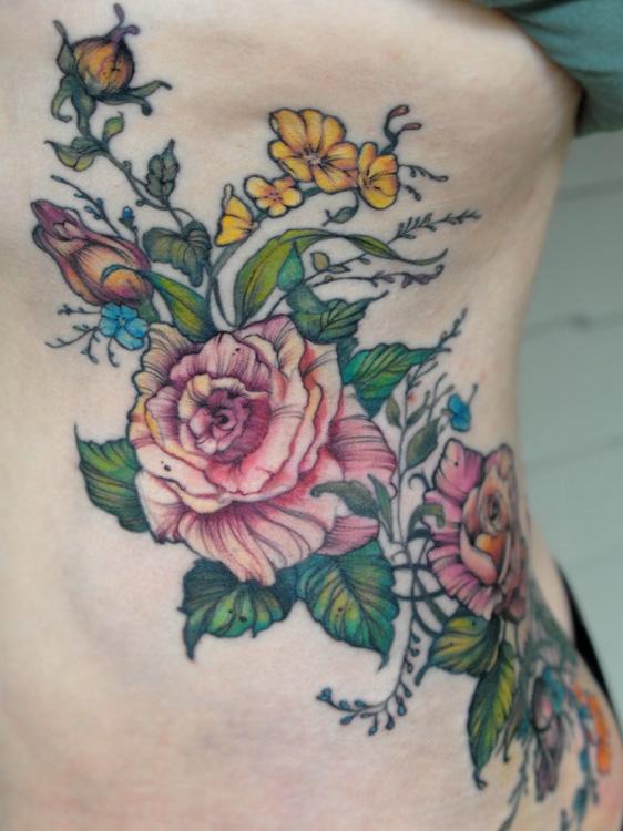 Vintage Rose Flower Rib Tattoo By Aubrey Mennella Tattoonow