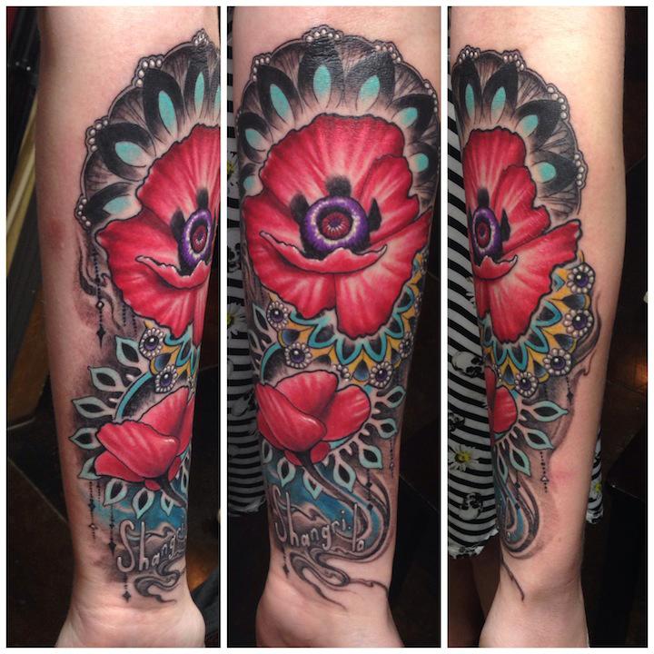 Poppy Flower Mandala Tattoo by London Reese: TattooNOW