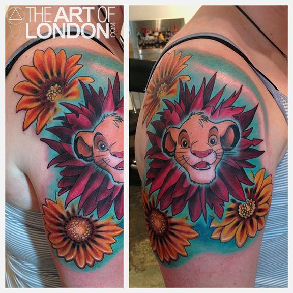 Coco Colours Tattoo  Piercing  Simba the lion King son of Mufasa   lines and a lot of colour I would do more of this  cococolours  ilovecoco liontattoo simbatattoo traditionaltattoo lovemywork   Facebook