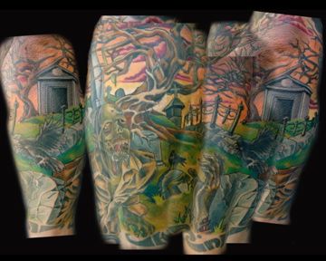 40 Graveyard Tattoo Designs For Men  Earthy Ties Left Behind  Graveyard  tattoo Cool shoulder tattoos Tree tattoo designs