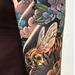 Tattoos - Bee and blue flowers sleeve - 77954