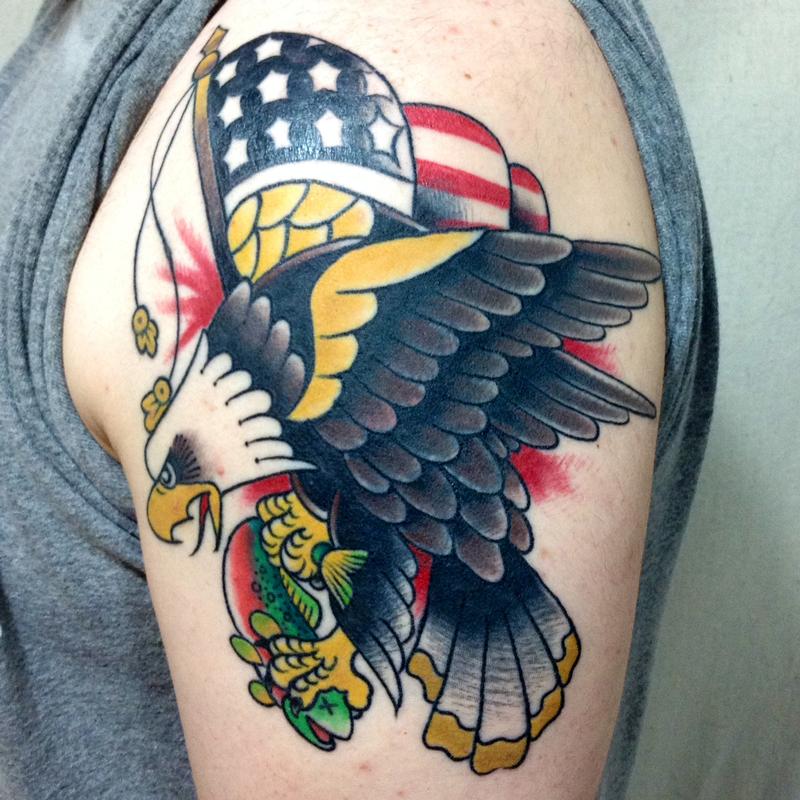 eagle flag tattoo shoulder