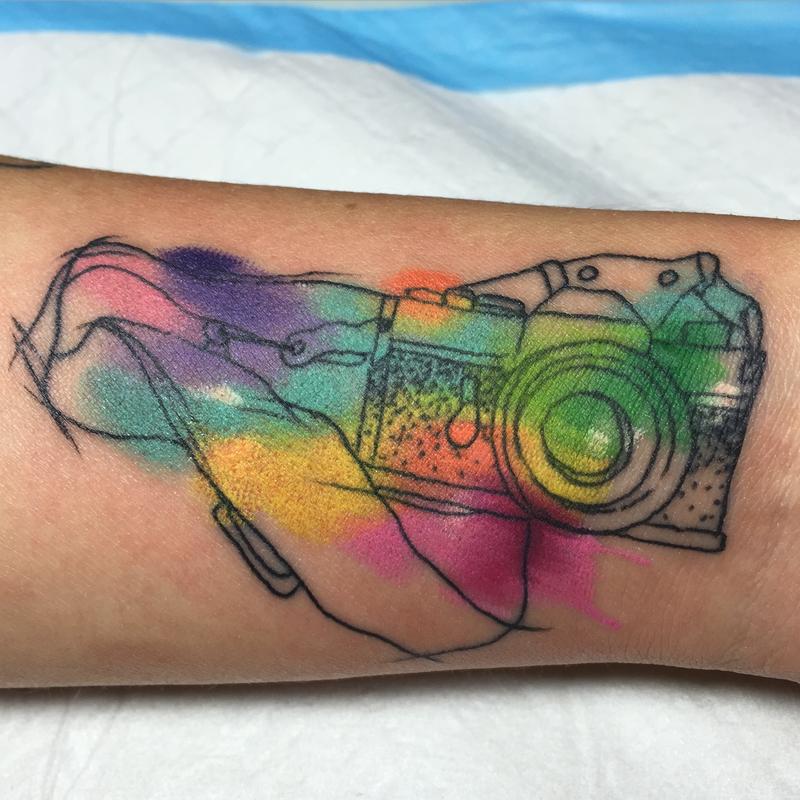 Camera Watercolor Tattoo By Kyle Grover Tattoonow