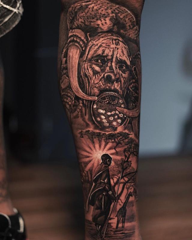 african tattoo sleeve