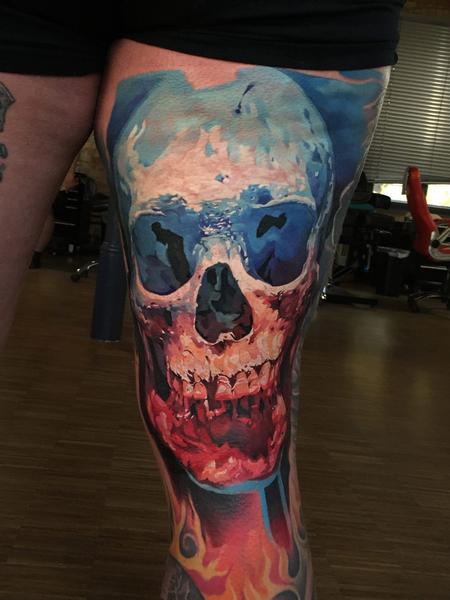 A1 Liquid Blue Woman Skull Tattoo T Shirt Adult Large Black Beautiful Mens  | eBay
