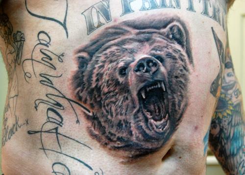 Angry Bear Tattoo Chest