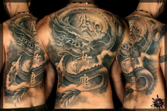 Dragon with Lightning Bolt by Caesar TattooNOW