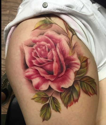 New school rose tattoo on the left side of the... - Official Tumblr page  for Tattoofilter for Men and Women