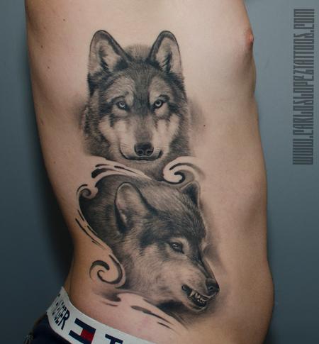 a black and white photo of a caucasian man's forearm with a black tattoo of  a wolf howling at the moon, hyperrealistic, - AI Generated Artwork -  NightCafe Creator