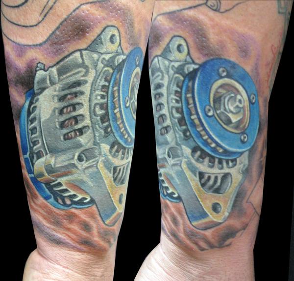 Tattoo uploaded by Sraw93  Skull and car parts tattoo done on sholder   Tattoodo