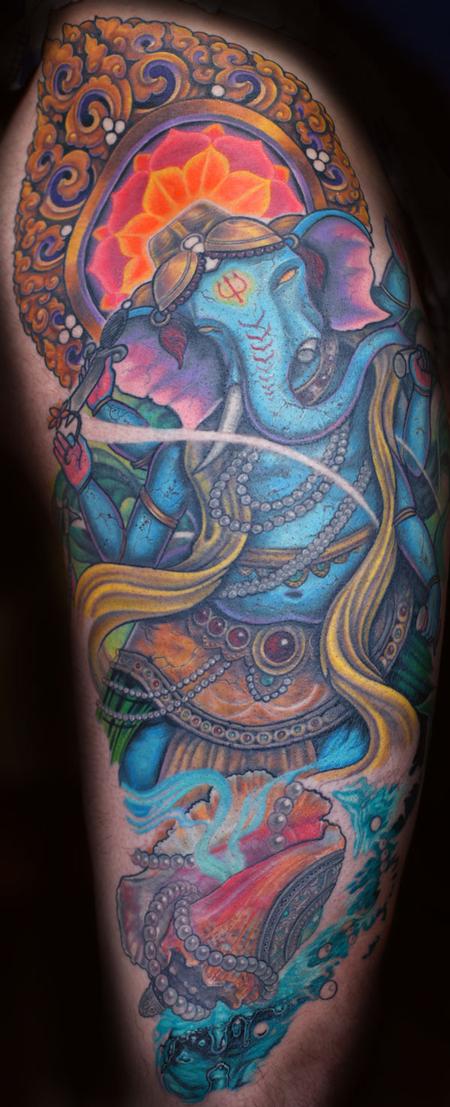 Color Ganesh Tattoo by Christopher Allen: TattooNOW