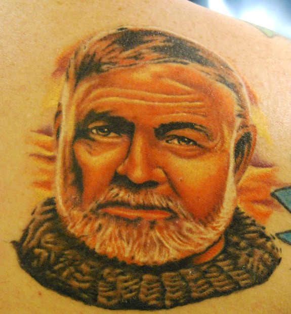 Ernest Hemingway  Tattoos by Virginia Elwood