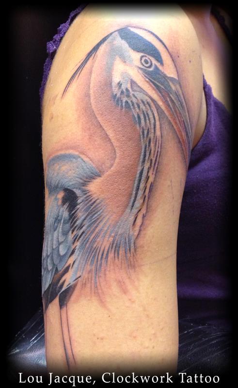 Great Blue Heron by Mike Ramos Noble Coyote Chicago IL  rtattoos