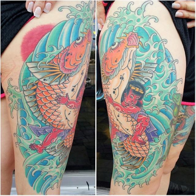 Traditional Japanese tattoo flash Kintaro and KOI  Traditio  Flickr
