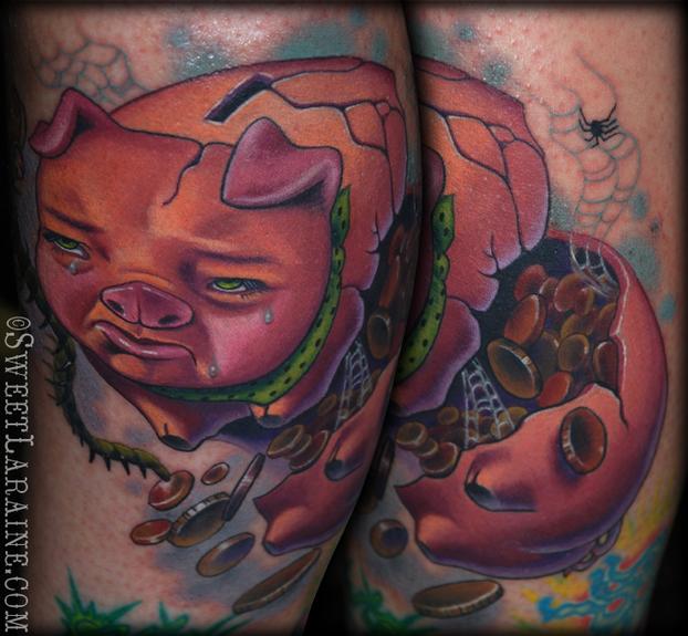Broke Back Piggy Bank by Sweet Laraine: TattooNOW