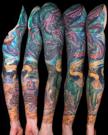 Daddy Jacks Body Art Studio : Tattoos : Body Part Arm Sleeve : Squid tattoo